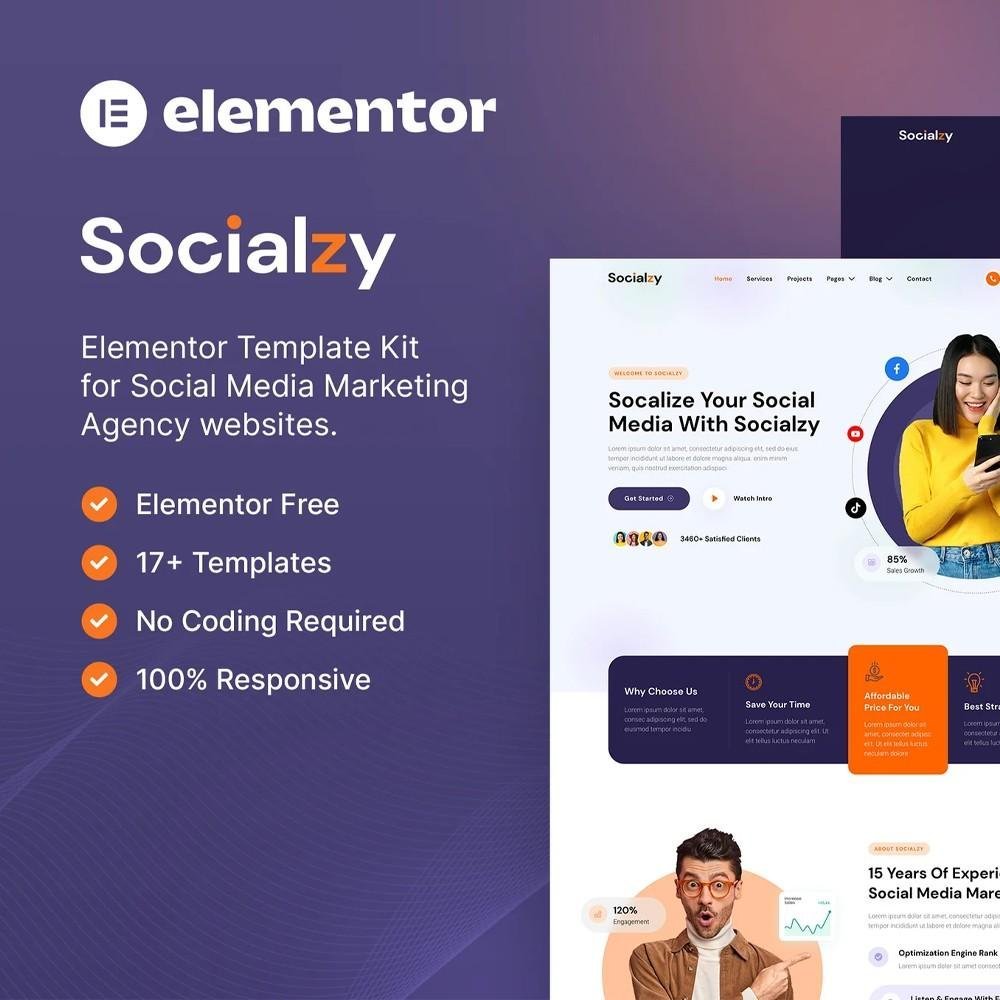 Socialzy ● Social Media Marketing Agency Elementor Template Kit